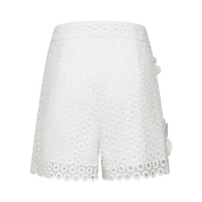 Calla fauxflower cutout blouse  shorts matching set