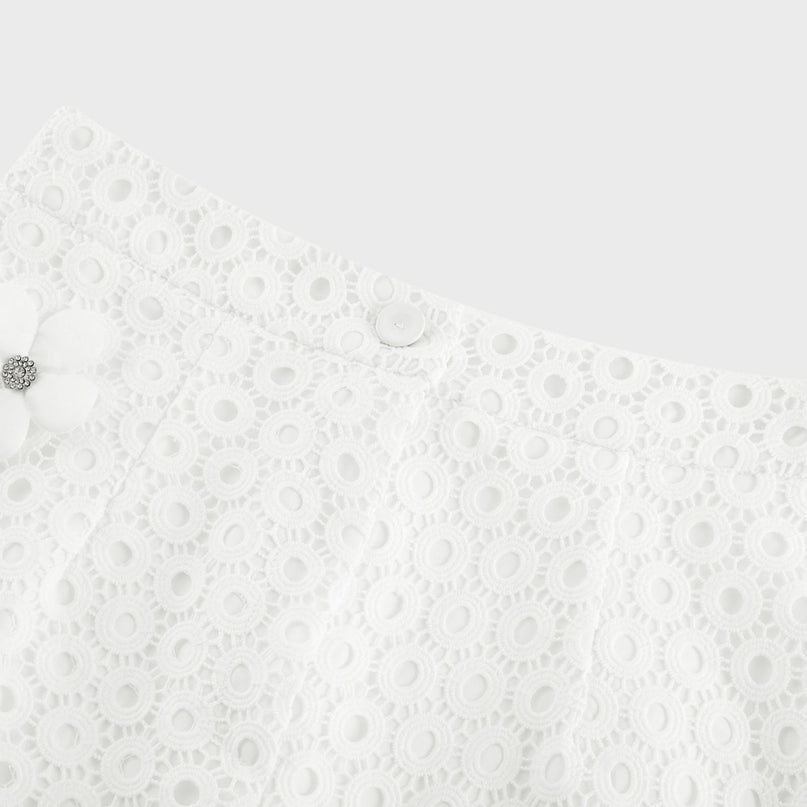 Calla fauxflower cutout blouse  shorts matching set