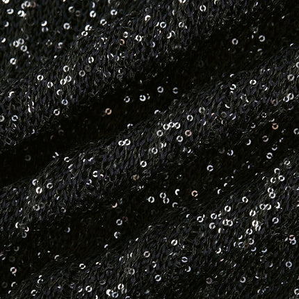 Callie Black Sequin Mini Dress tiered statement of glamour round neck sleeveless design knitted construction mesmerizing details luxurious blend Viscose Polyamide Terylene fiber Elastane opulence elegance