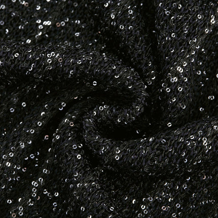 Callie Black Sequin Mini Dress tiered statement glamour round neck sleeveless design knitted construction mesmerizing details luxurious blend Viscose Polyamide Terylene fiber Elastane opulence elegance