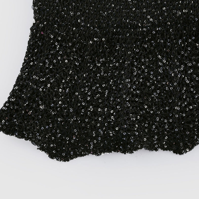 Callie Black Sequin Mini Dress tiered statement of glamour round neck sleeveless design knitted construction mesmerizing details luxurious blend opulence elegance