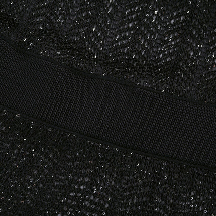 Callie Black Sequin Mini Dress tiered statement glamour round neck sleeveless knitted construction mesmerizing details luxurious blend opulence elegance