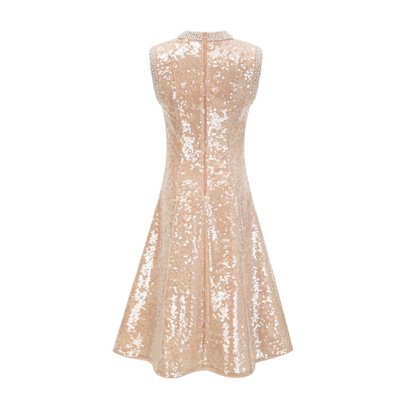Callie Sequin Embellishment Midi Dress in Neutrals