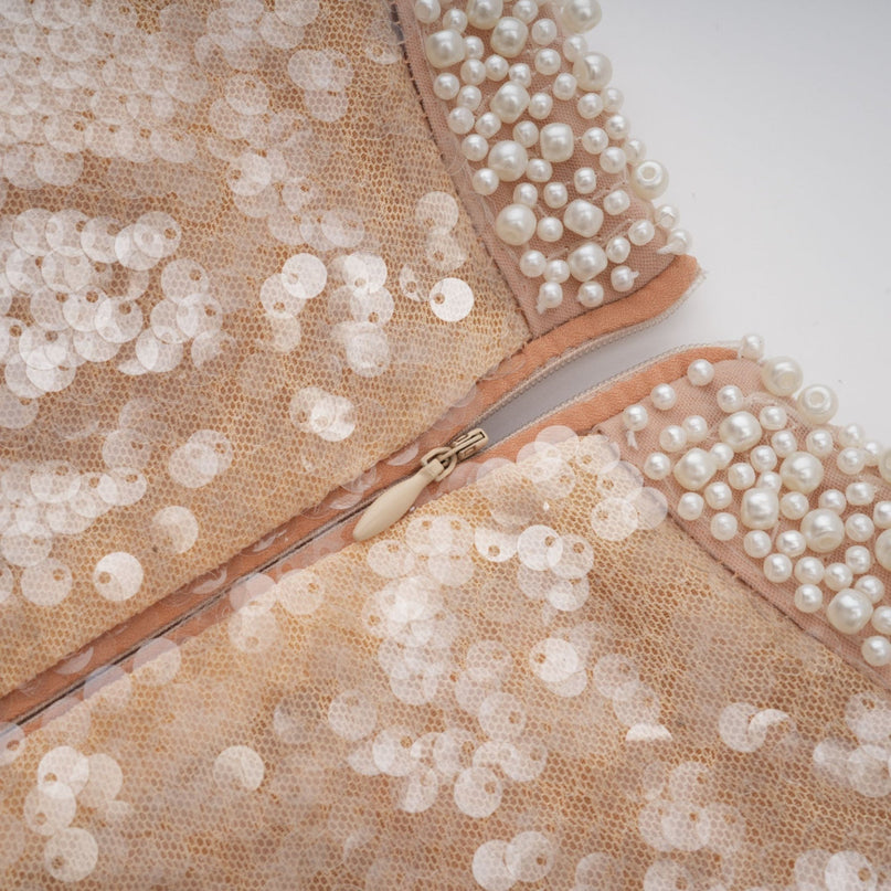 Callie Sequin Embellishment Midi Dress in Neutrals