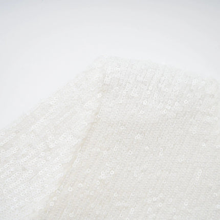 Callie White Sequin Embellished Feather Cuff Dress with Rear Zip Fastening