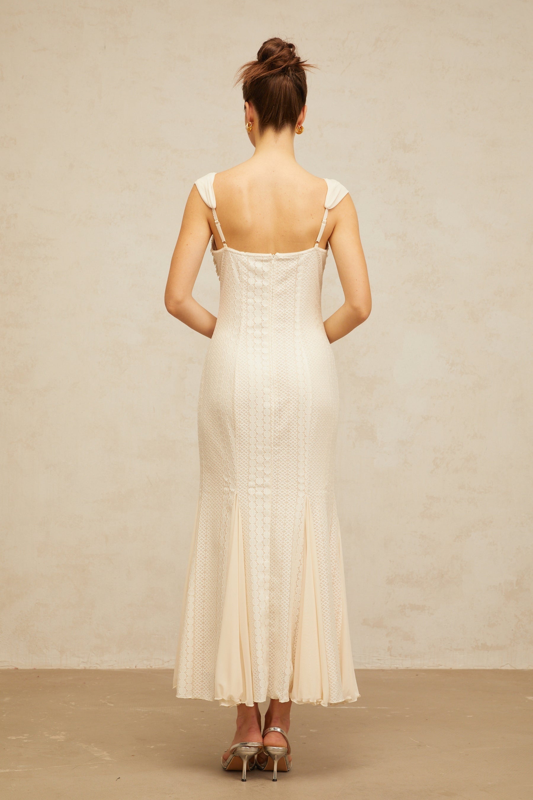 Calliopée creamwhite embellished flared maxi dress