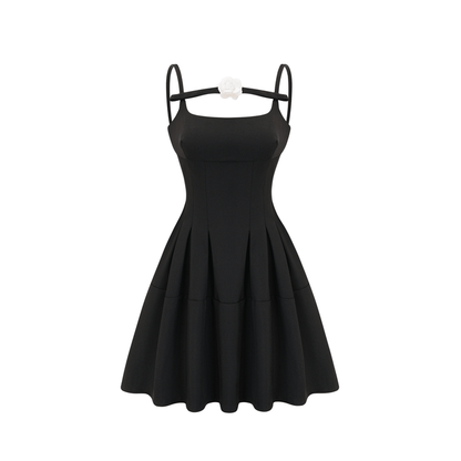 Angelica Mini Dress Camellia Pleated Open Back Chic