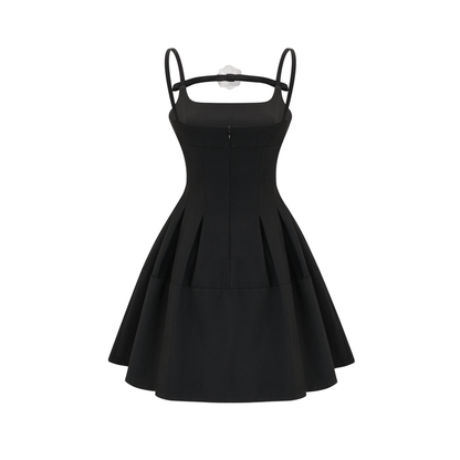 Angelica Mini Dress Camellia Pleated Open Back Chic
