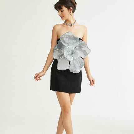 Camila Black Sequin Off-the-Shoulder Mini Dress