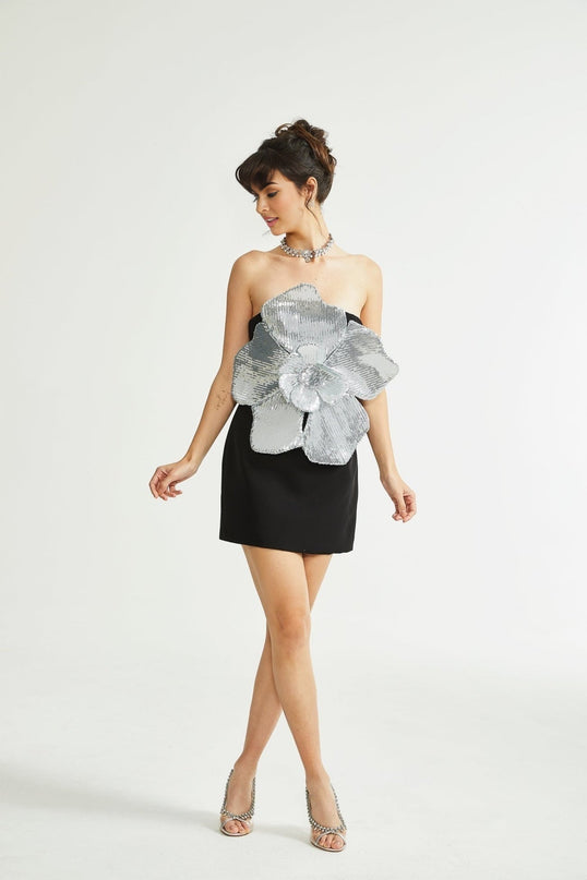 Camila Black Sequin Off-the-Shoulder Mini Dress