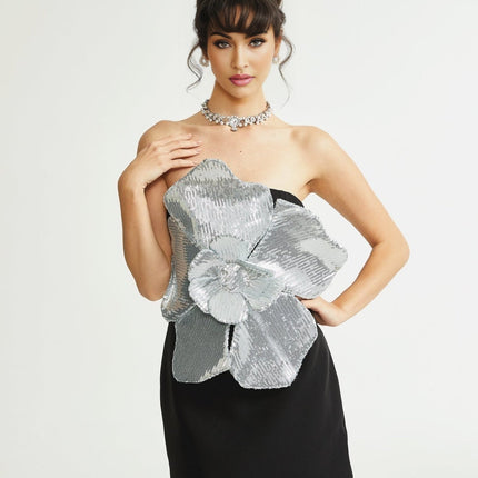 Camila Black Sequin Off-Shoulder Mini Dress