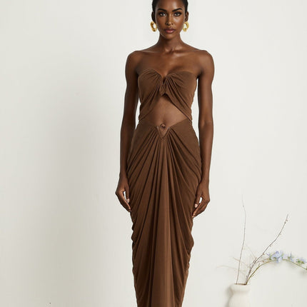 Camila Brown Skirt Top Set