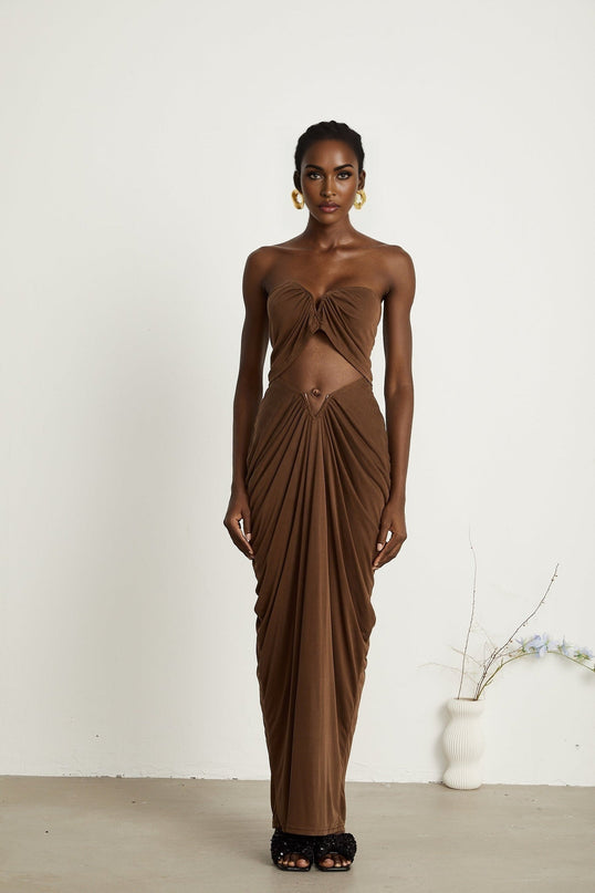 Camila Brown Skirt Top Set