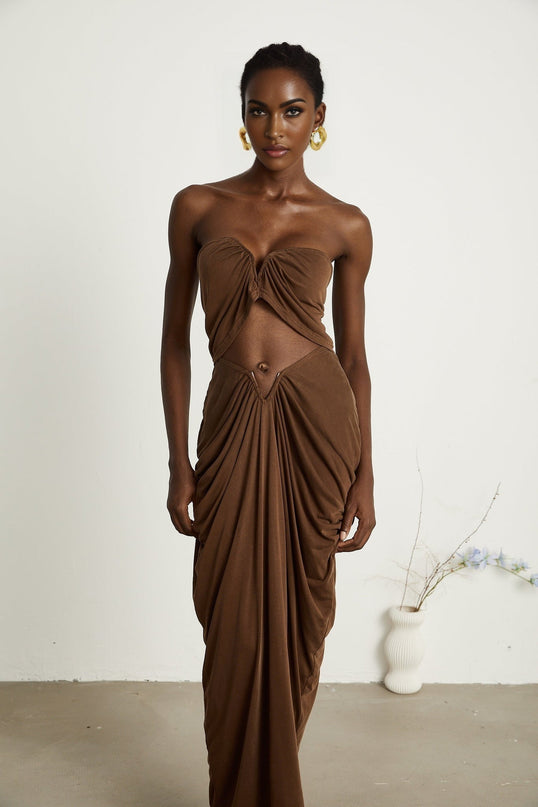 Camila Brown Skirt Top Set