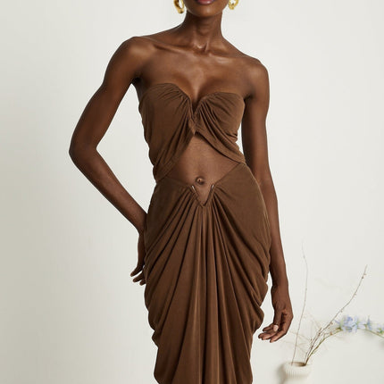 Camila Brown Skirt Top Set