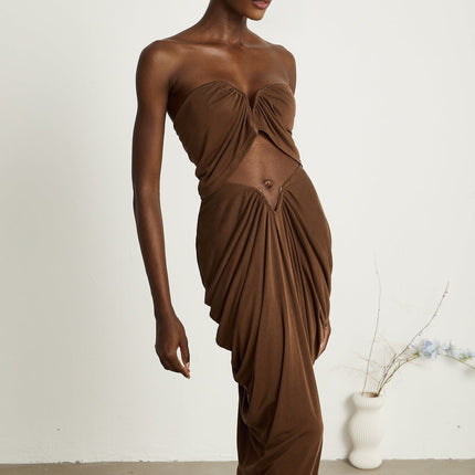 Camila Brown Skirt Top Set