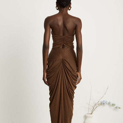 Camila Brown Skirt Top Set