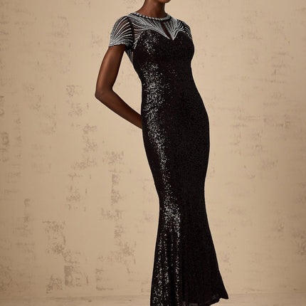 Camilla Black Sequined Maxi Dress