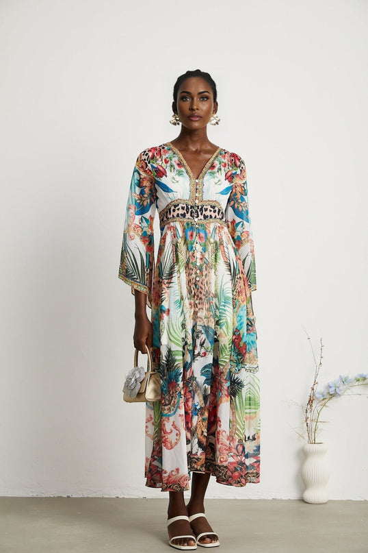 Camilla Multicolor Crystal Embellished Midi Dress