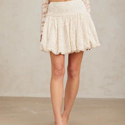 Camilla White Sequin Mini Dress with Pleated Detailing