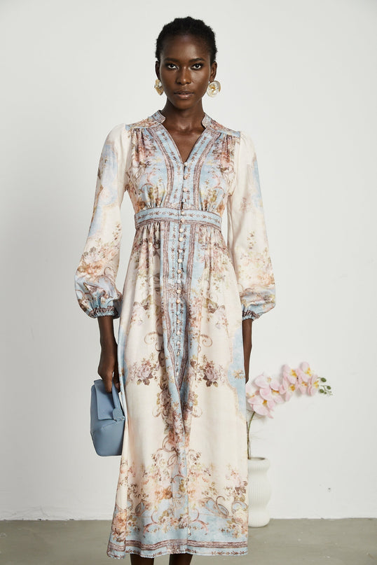 Camille floralprint longsleeve boho dress