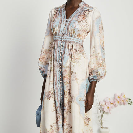 Camille floralprint longsleeve boho dress