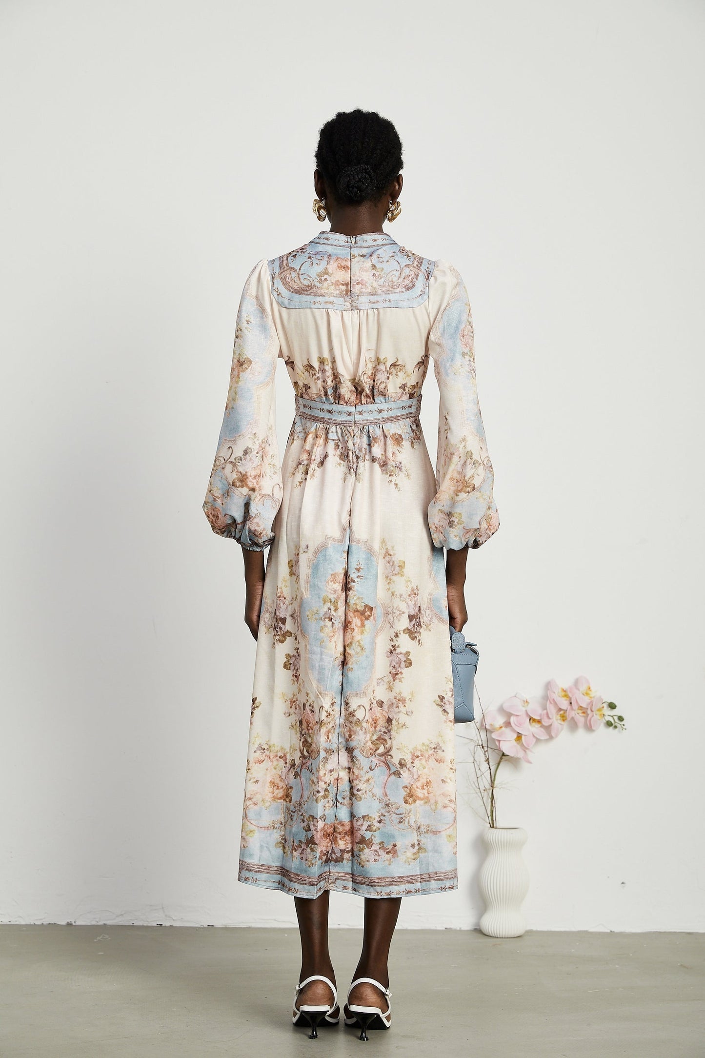 Camille floralprint longsleeve boho dress