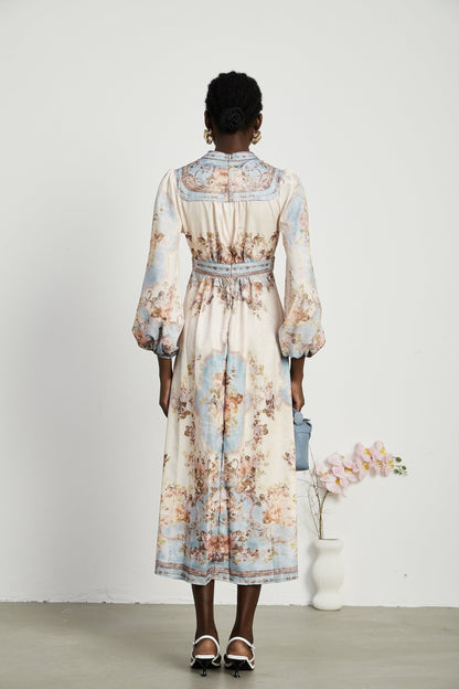 Camille floralprint longsleeve boho dress