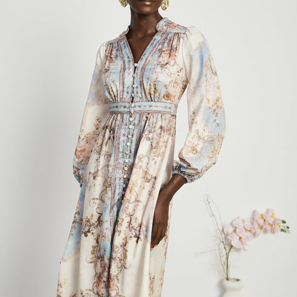 Camille floralprint longsleeve boho dress