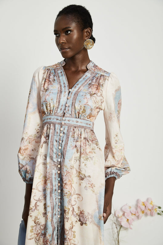Camille floralprint longsleeve boho dress