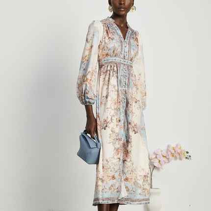 Camille floralprint longsleeve boho dress