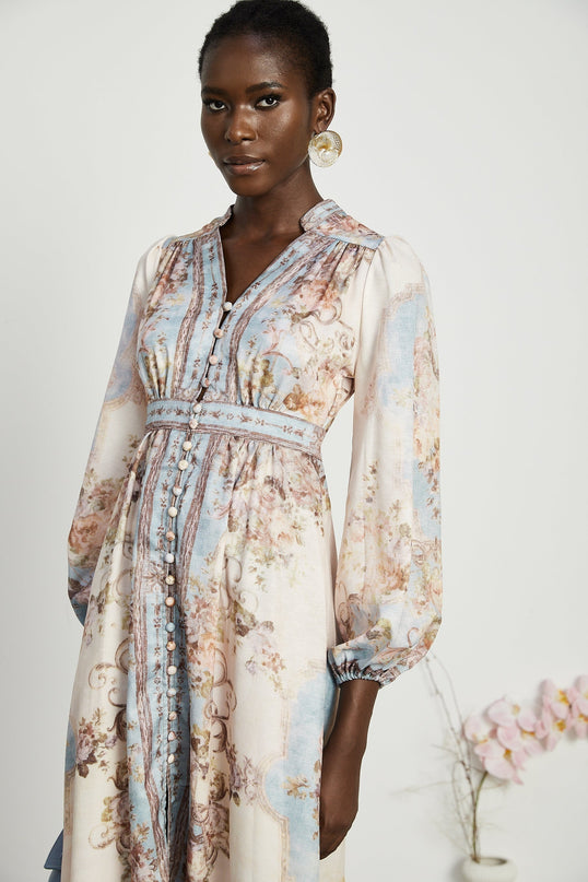 Camille floralprint longsleeve boho dress