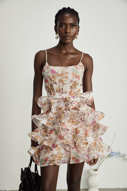 Camille ruffled floralprint mini dress