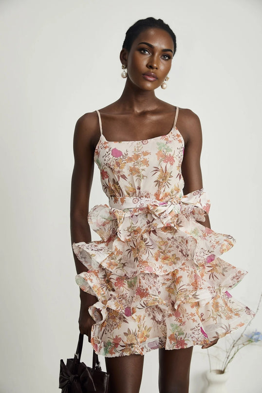 Camille ruffled floralprint mini dress