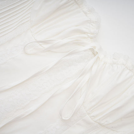 Camille White Bustier Mini Dress with Lace Lining and Front Tie