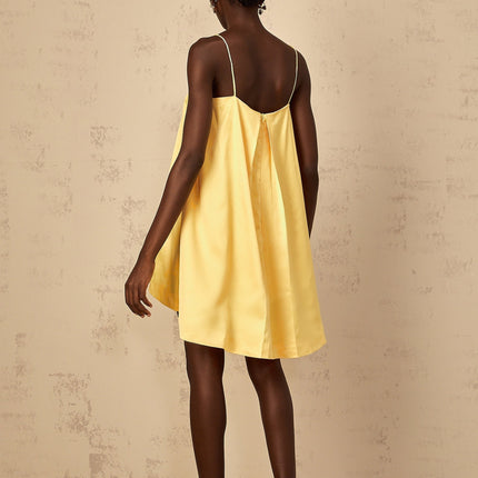 Camryn Yellow Floral Embroidered Satin Mini Dress