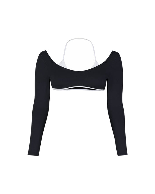 Capri long sleeve crop top - serene and stylish performance wear - White
