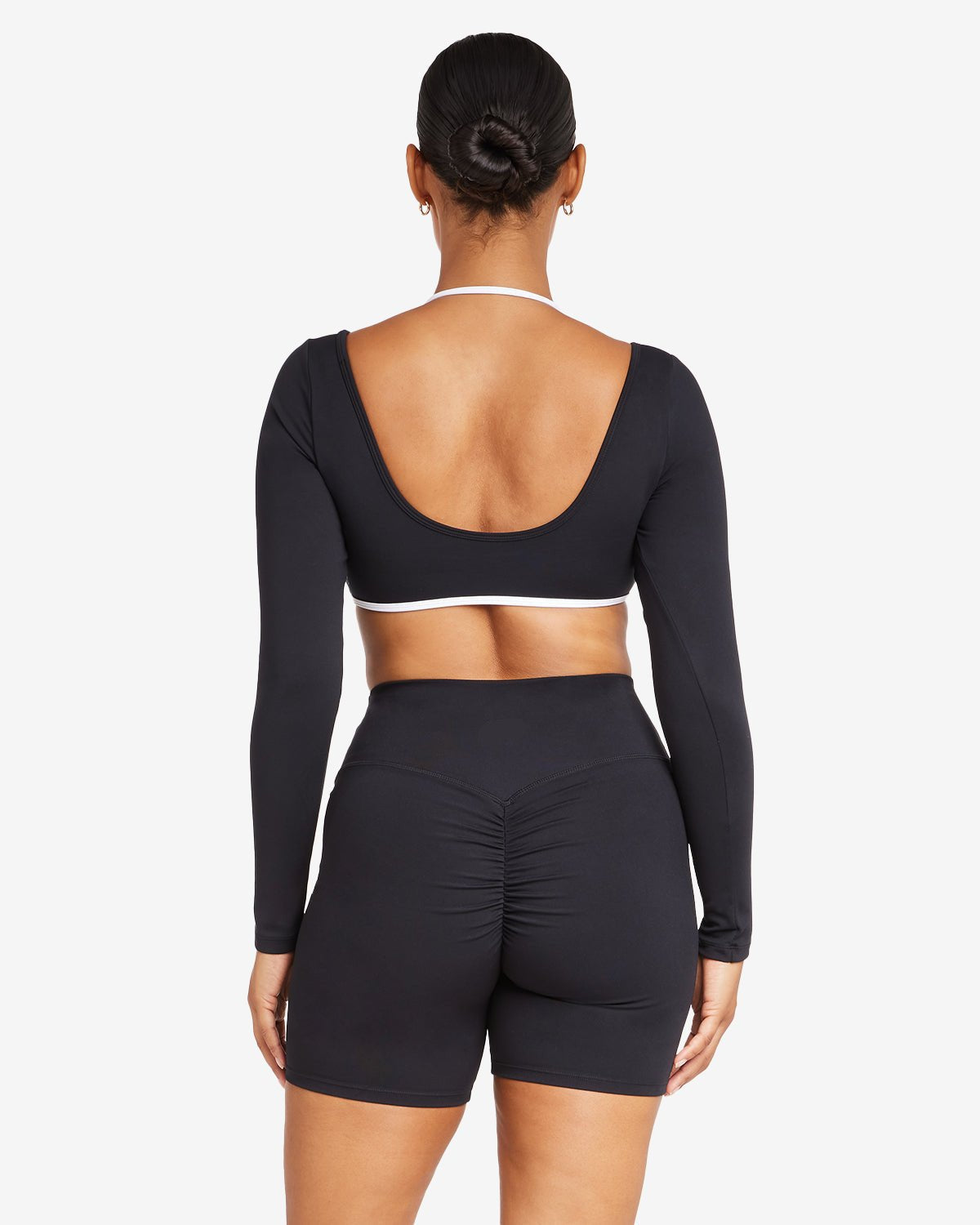 Capri long sleeve crop top - serene and stylish performance wear - White