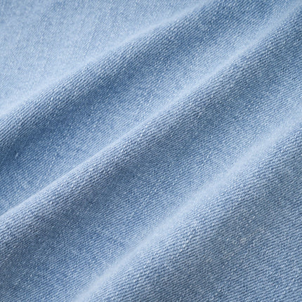 Capucine Blue Denim Pleated Mini Skirt with Ruffle Hemline