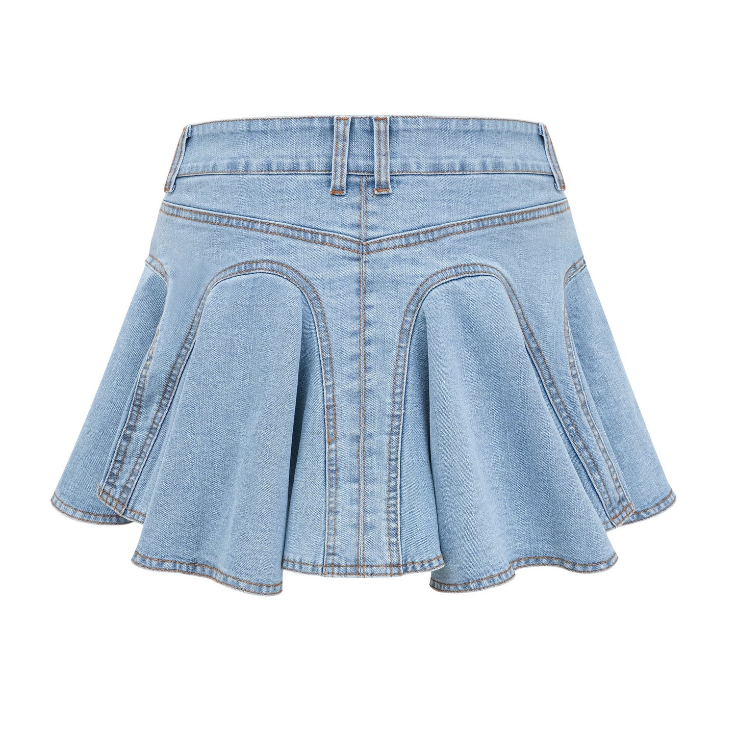 Capucine denim flouncehem skirt