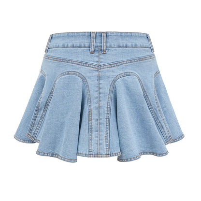 Capucine denim flouncehem skirt