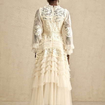 Capucine floralembroidered layered tulle maxi dress