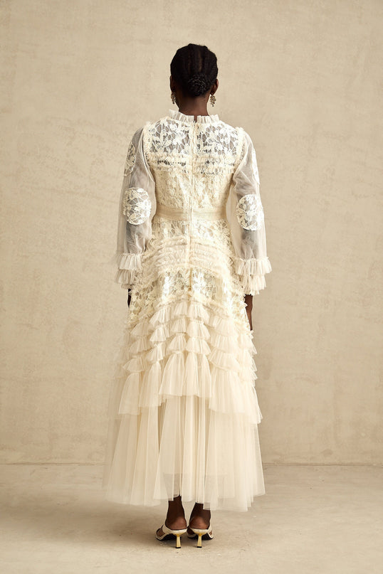 Capucine floralembroidered layered tulle maxi dress