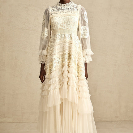 Capucine floralembroidered layered tulle maxi dress