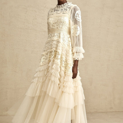 Capucine floralembroidered layered tulle maxi dress