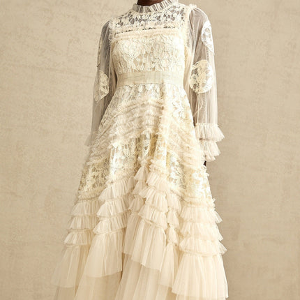 Capucine floralembroidered layered tulle maxi dress