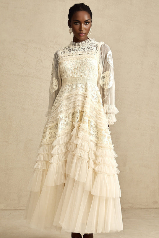 Capucine floralembroidered layered tulle maxi dress