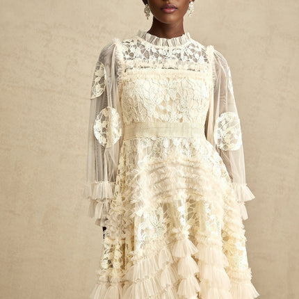 Capucine floralembroidered layered tulle maxi dress