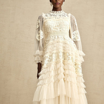 Capucine floralembroidered layered tulle maxi dress