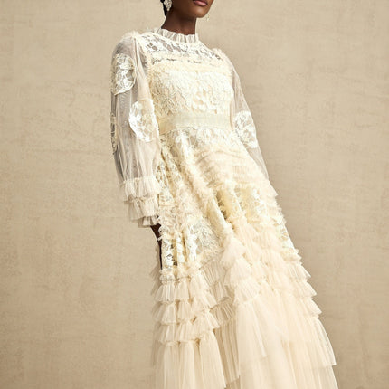 Capucine floralembroidered layered tulle maxi dress